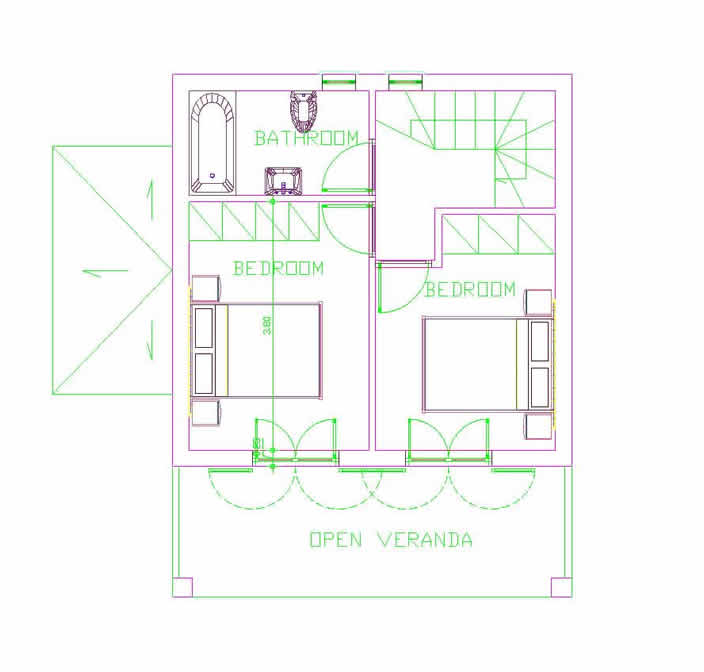 2 bed villa first floor plans